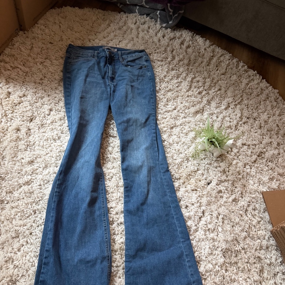 Chic Just USA Denim Flare dark wash vintage denim y2k Jeans in Blue jeans with a - Picture 6 of 11